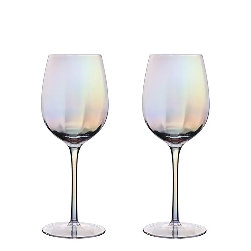 Rainbow tall glass pearl colorful crystal glass wine cup home colorful champagne glass ice cream dessert cup