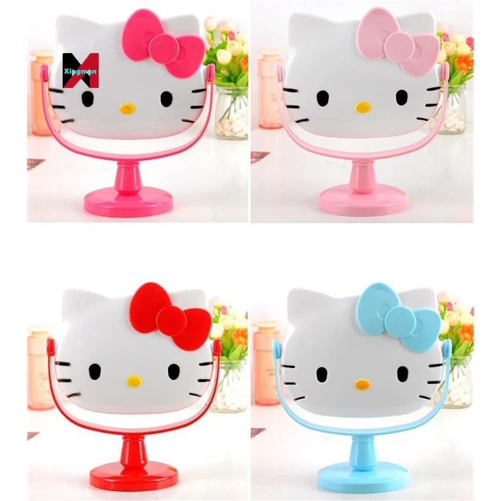 Wholesale Kawaii helloed a Kitty Desk Single Sided Rotating Princess Student Makeup Mirror Portable
