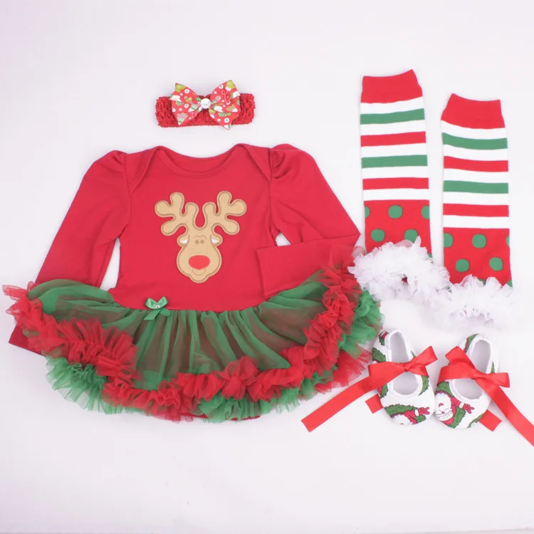 My 1st Christmas Costume Baby Rompers Tutu Dress Infant Newborn Jumpsuit Baby Costumes 0 to 18 Months Headband+Dress+Socks+Shoes
