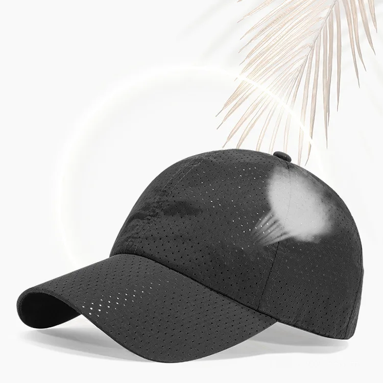 Wholesale 100% RPET material polyester fabric  quick dry hat Perforated mesh hat  cycling sports mesh baseball cap for adult