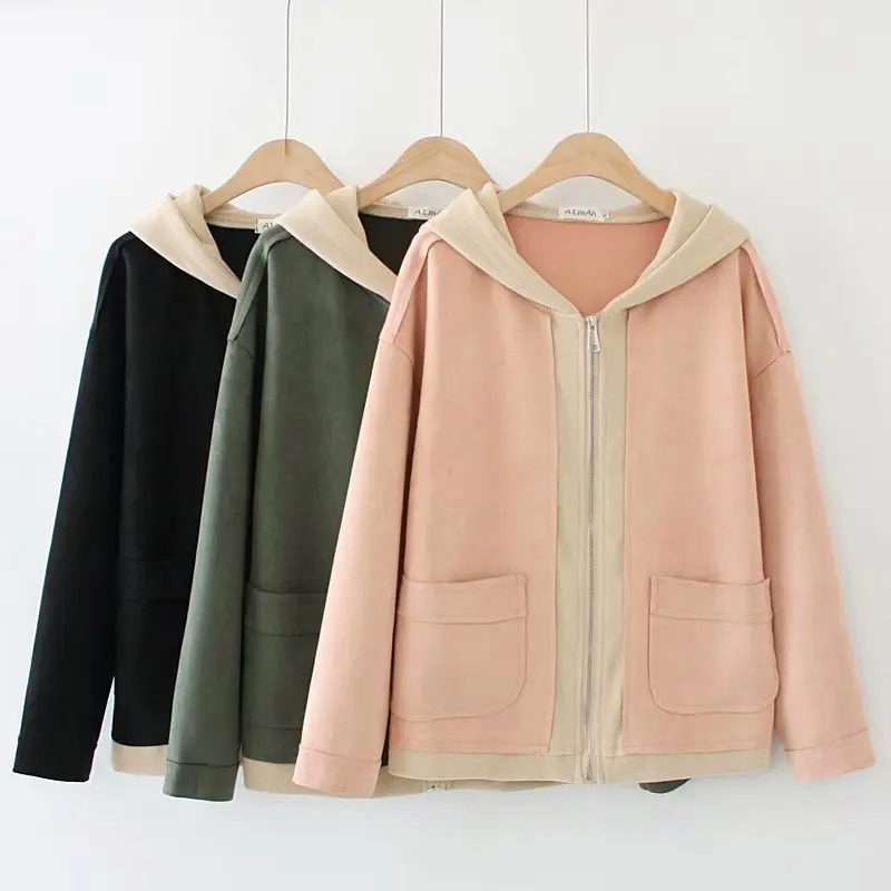 Spring and autumn Korean style fresh three-color solid faux suede jacket women winter coat