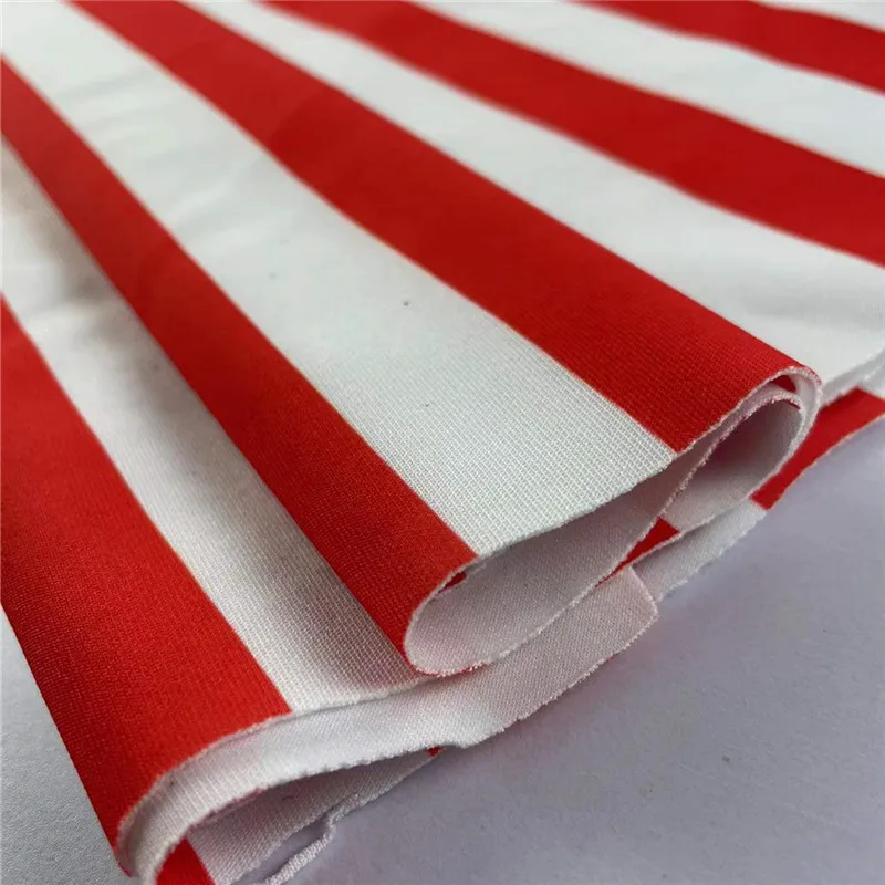 New Customized digital Red and White Fashionable Stripes Color Stretch household fabric 90%poly+10% spandex ASL31017 yoga fabric