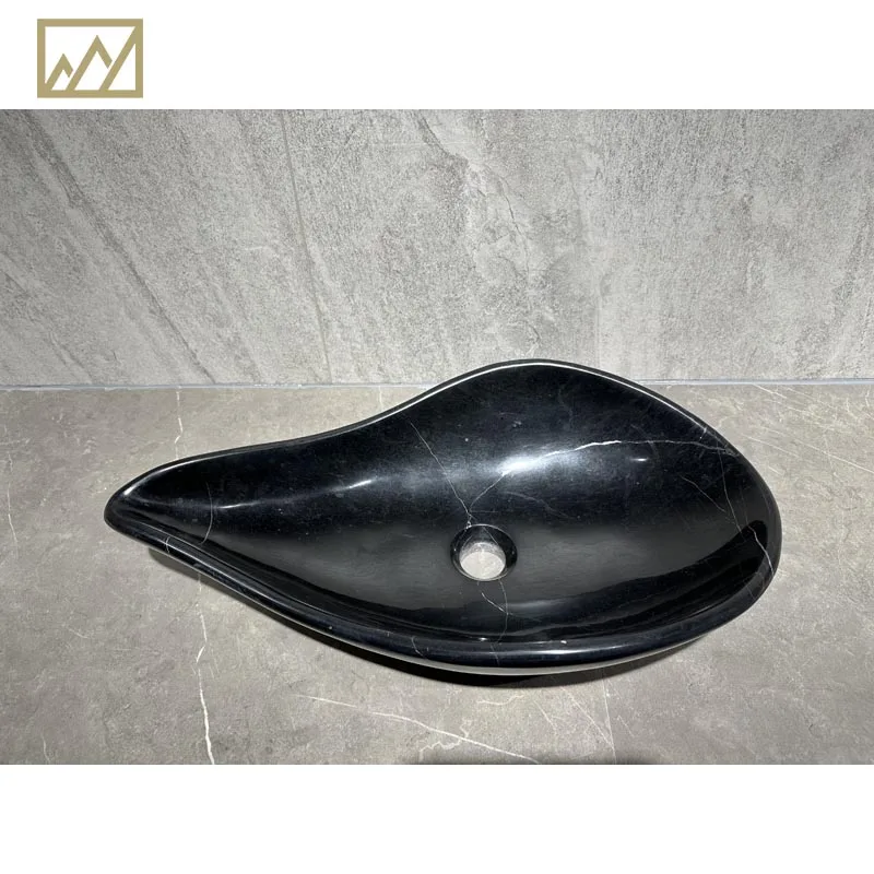 KINGS-WING Nero Marquina Marble Art Vessel Sink Size 60*35*15 cm Wash Basin High Quality For Model D18