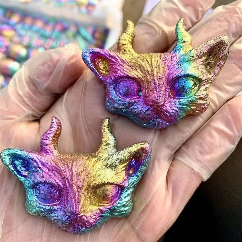 Wholesale Rainbow Bismuth Ore Crystal Metal Ore Made Bismuth Crystal Ingots Carving Cat