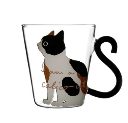 
Милая креативная кружка для молока и кофе с котенком объемом 8,5 унции, стеклянная кружка для воды, чашка, чайная чашка, чашка с мультяшным котенком для фруктового сока для дома и офиса 