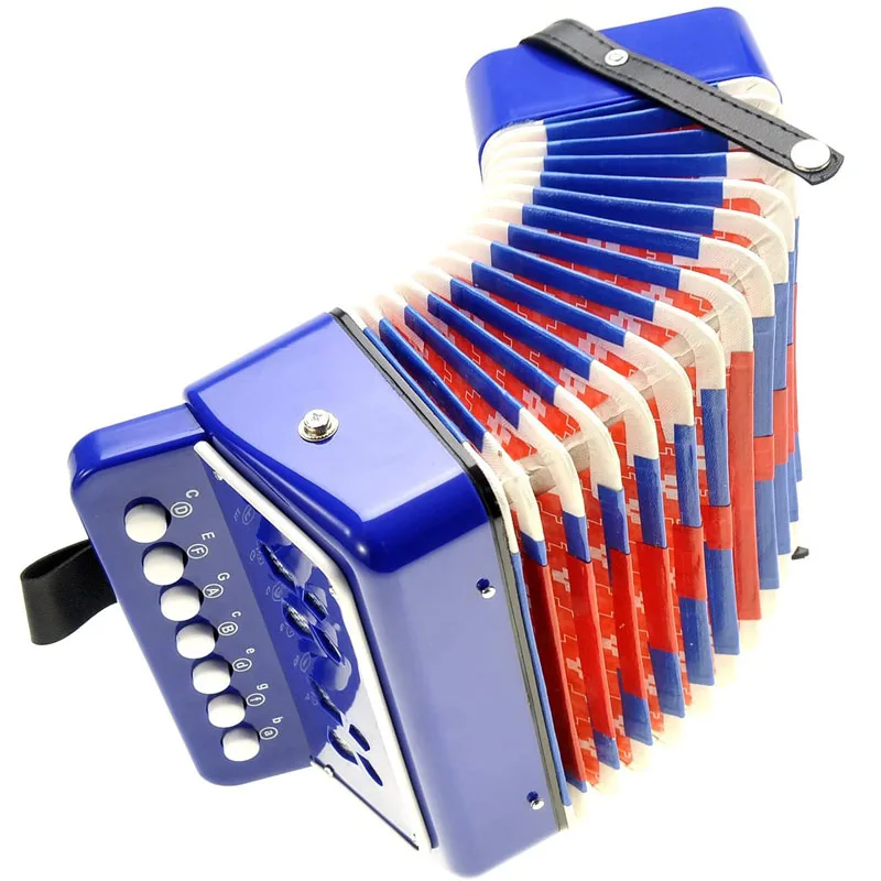 Оптовая продажа, высокое качество, логотип cutsom для раннего развития, синяя Маленькая детская кнопка, аккордеон, инструмент для музыкального обучения