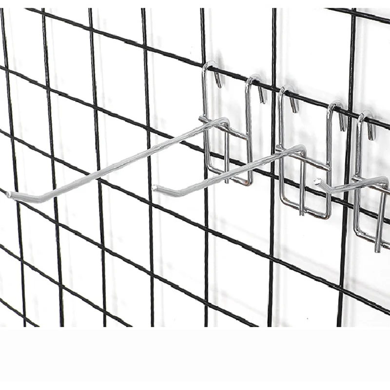 Товары для супермаркетов, сетчатая панель gridwall, металлический проволочный крючок, подвесные металлические сетчатые крючки для дисплея