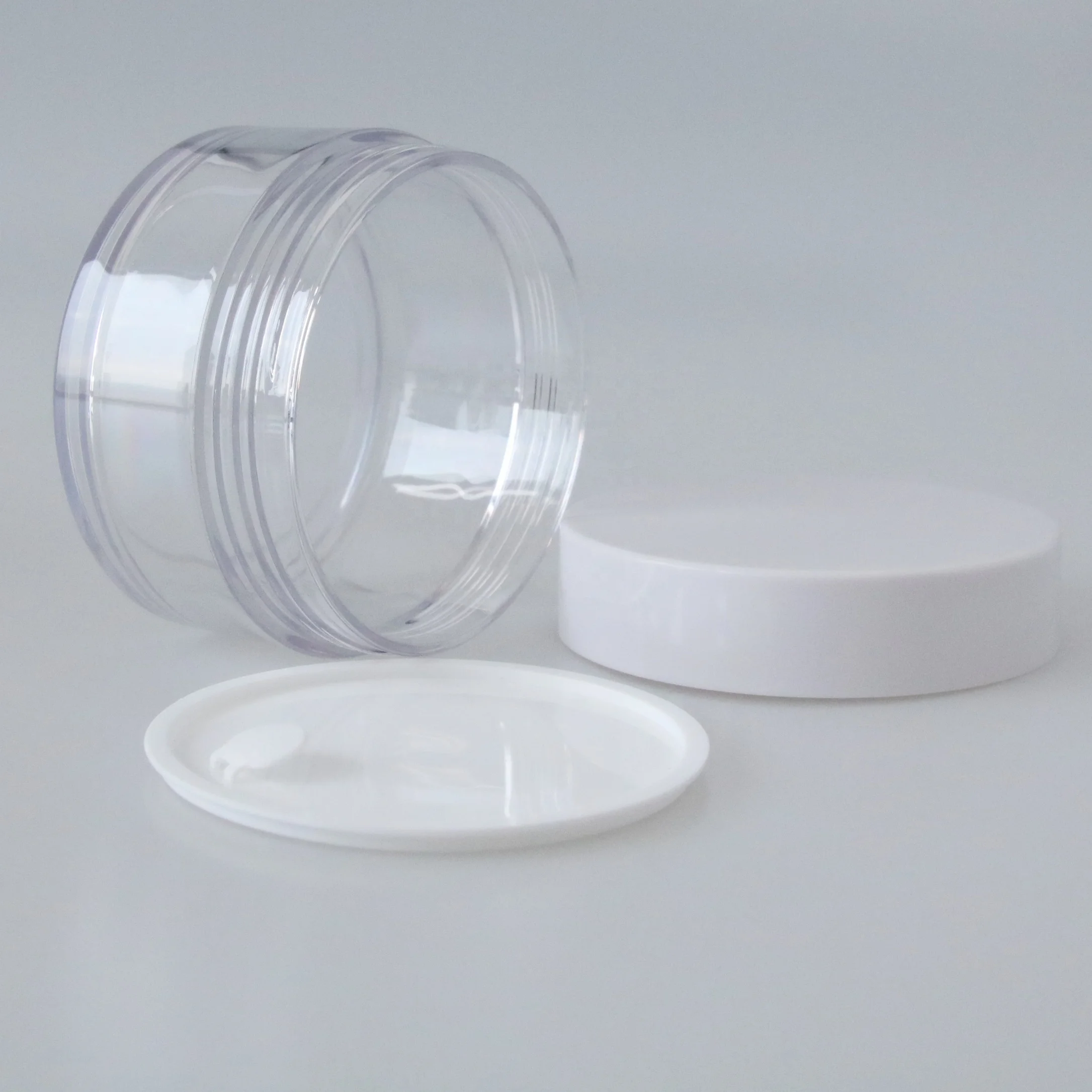 2 oz 3 oz 4 oz 6 oz 8 oz Clear  PET Straight Sided Plastic Container Jars With Smooth White Screw Caps