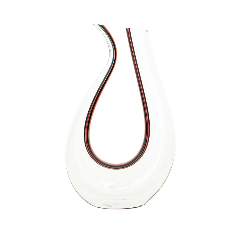 Wholesale flagon blown wine decanter elegant curved color U shape wine decanter glass for red wine
