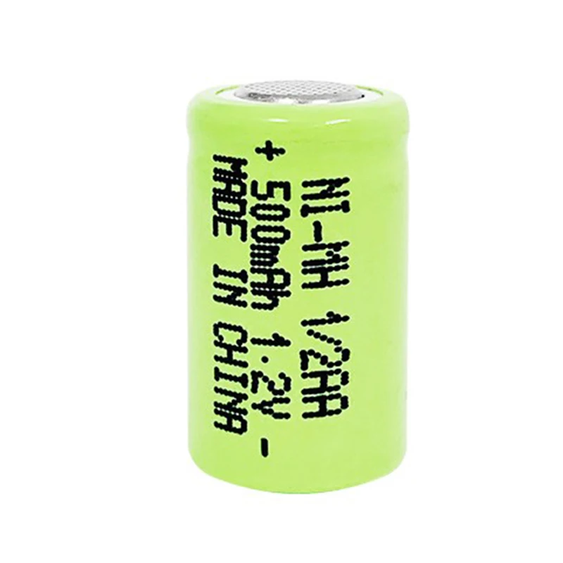 1.2V nimh rechargeable batteries cells single flat Ni-MH 1/2AA 500mAh battery