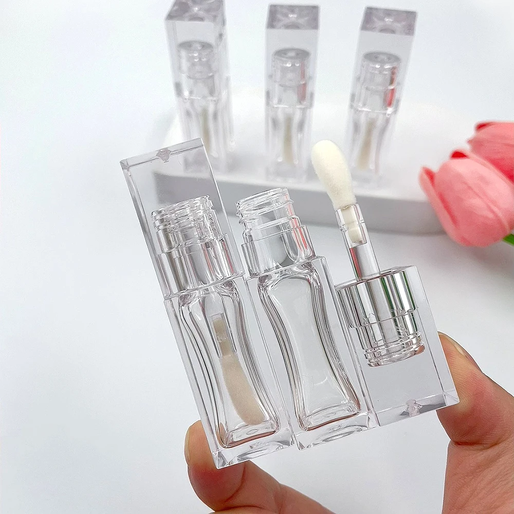 New Arrive 5ml Transparent Clear Lip Glaze Tube Square Lipgloss Tube Luxury Empty Lip Gloss Containers