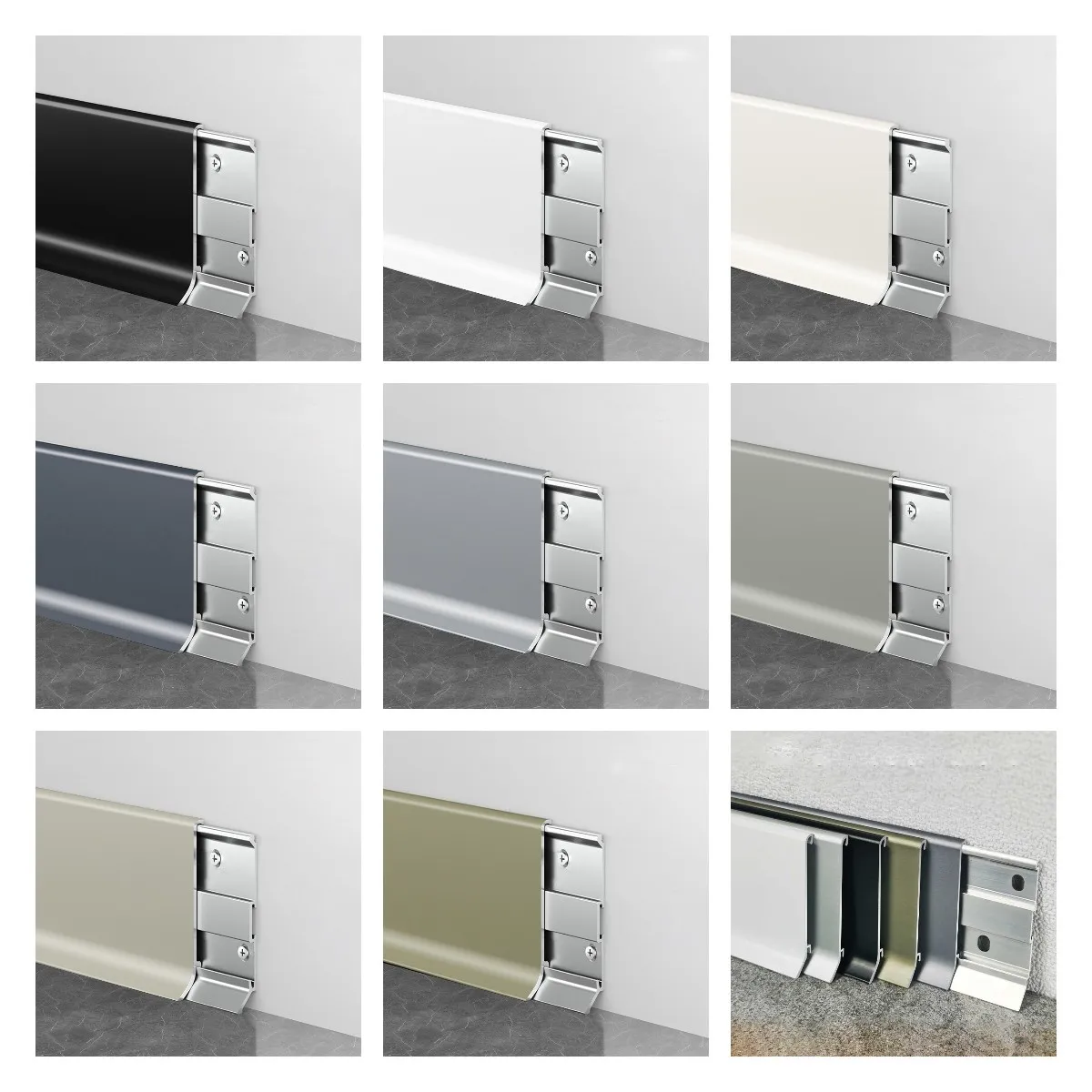 Manufacturer wholesale extremely narrow buckle aluminum alloy skirting board thickened metal wall corner line home decoration
