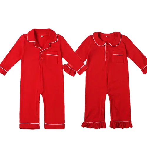 2022 Christmas sibling pyjamas matching embroidery knit fabric baby girls and boys sleepwear kids onesie pajamas