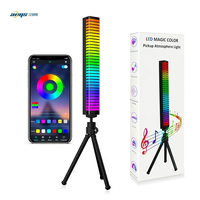Светодиодный светильник с трехмерным звуком со штативом и подставкой RGB-подсветка управление музыкой ритмом окружающей среды мультидинамический режим через приложение BT