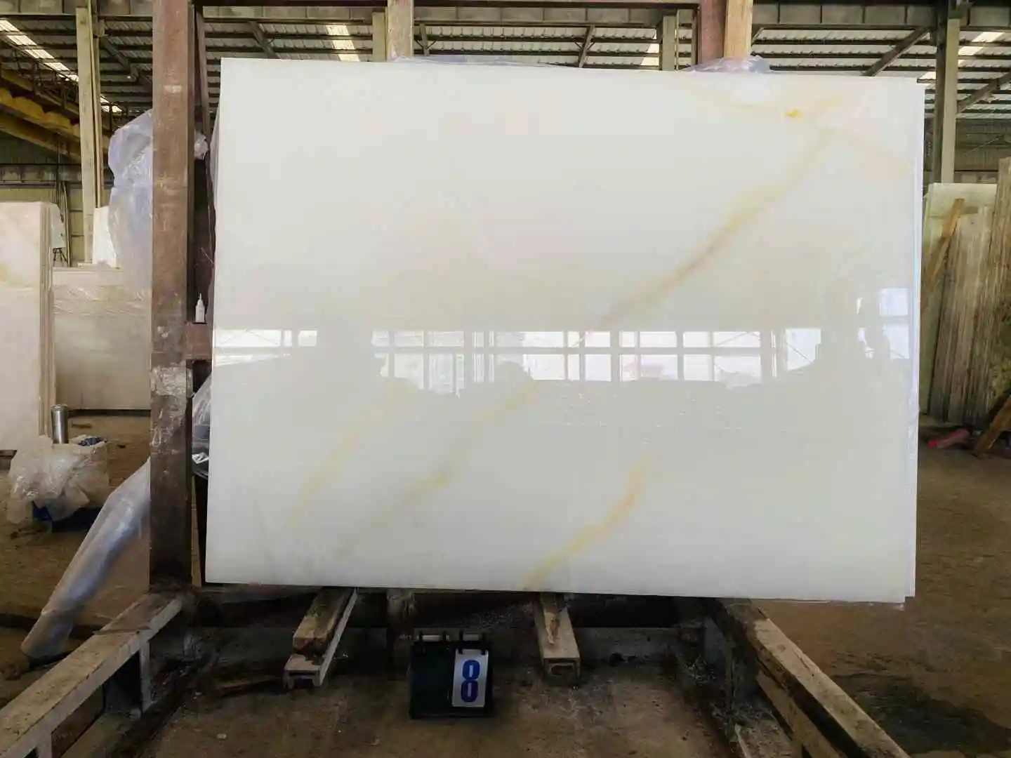Polished White Onyx Slab Wall Tile Luxurious Material Eramosa Marble