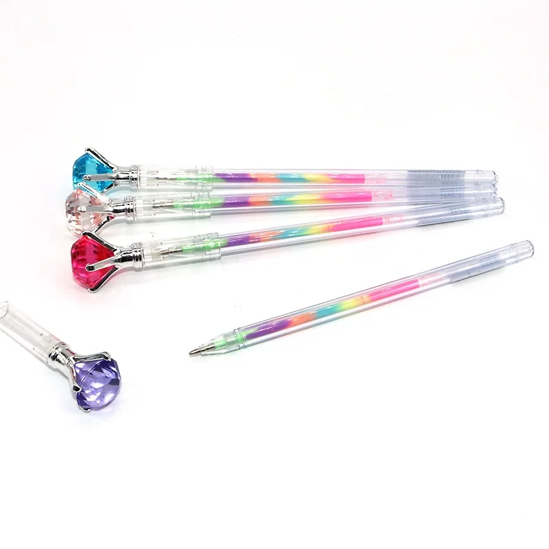 Wholesale creative stationery fancy big diamond plastic multicolor gel pen for school kids