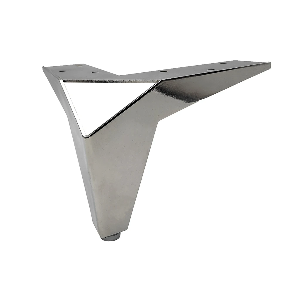 12cm High 409G Hollow Three-Pronged Chrome Plated Sofa Feet for Apartment Home Office Basement Wine Cellar 2.5mm Thickness