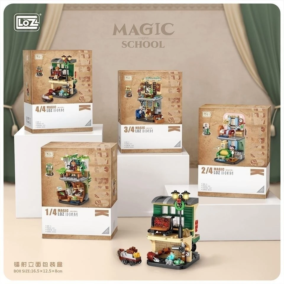 LOZ hot sells kids blocks toys DIY plastic city street view construction series Magic Academy mini blocks