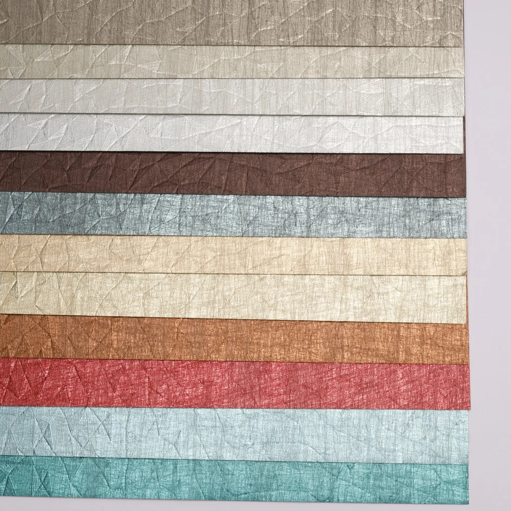 Newest Design wholesale metallic wallpaper with glass breakage Texture wall paper easy to install glittering pvc wall decor