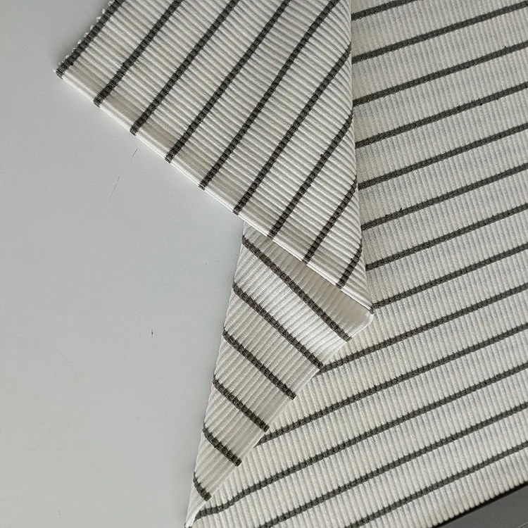 Высококачественная новая популярная полосатая вязаная ткань в рубчик lyocell рулон тенсель спандекс трикотажная