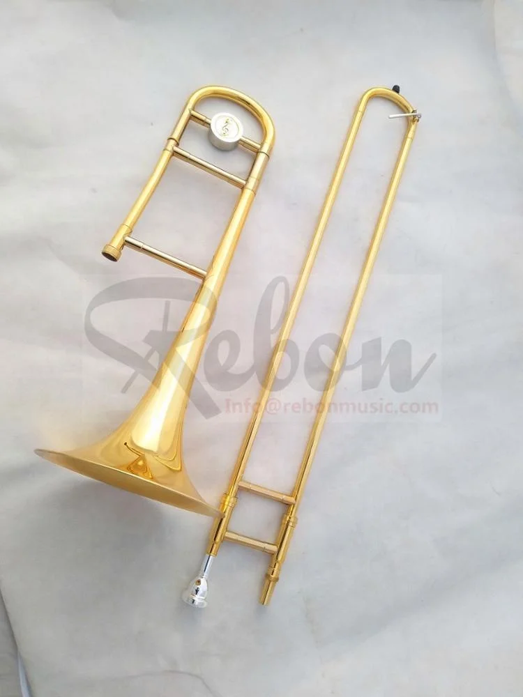 
Weifang Rebon Tuning Bb/F key Slide plated gold Tenor Trombone 