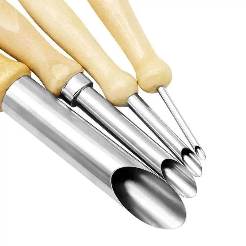 Soft Clay DIY Handmade Carving Knife Set Pottery Tool with Wooden Handle for Ceramics Modeling & Graving Chisels & Punches