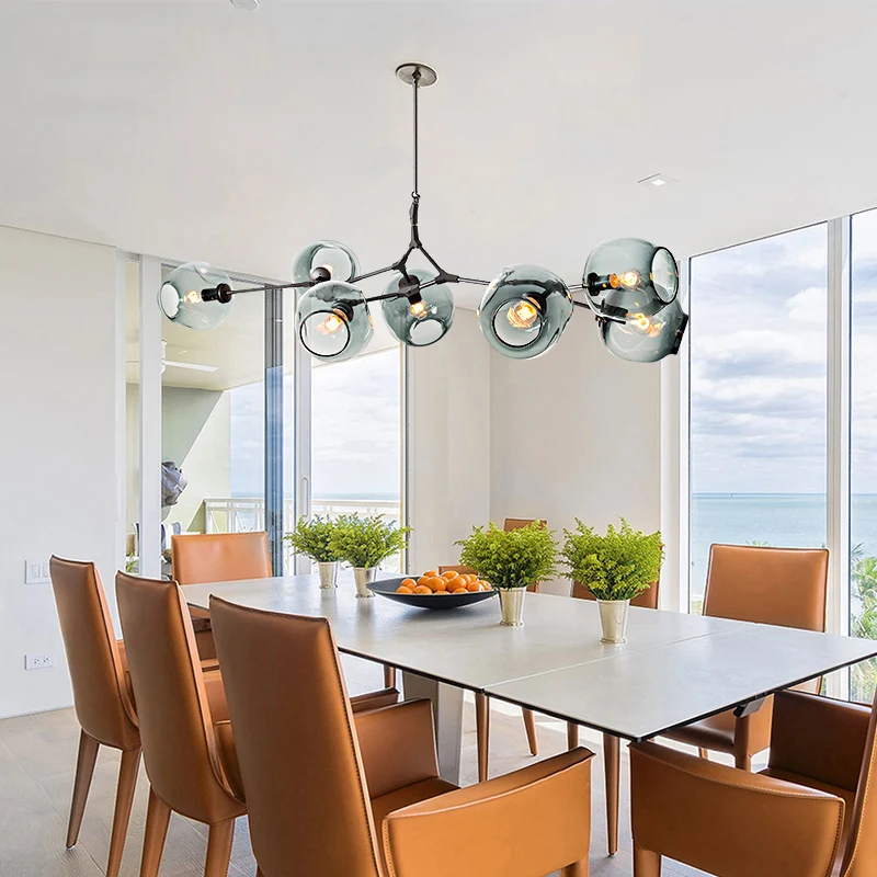 Nordic living room chandelier creative personality net red magic bean molecule restaurant lamp