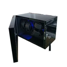 Automatic watch winder safe wood leather rotation watch winder box  4 slots with  RGB LIGHT