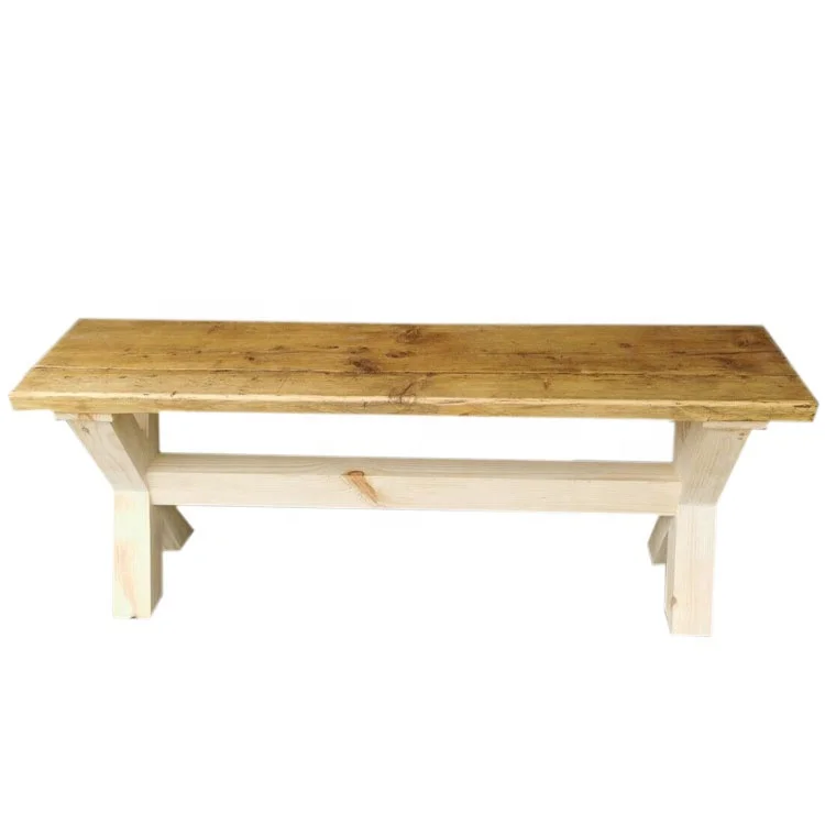 X base cross legged bench rustic reclaimed farmhouse 4 foot unpainted