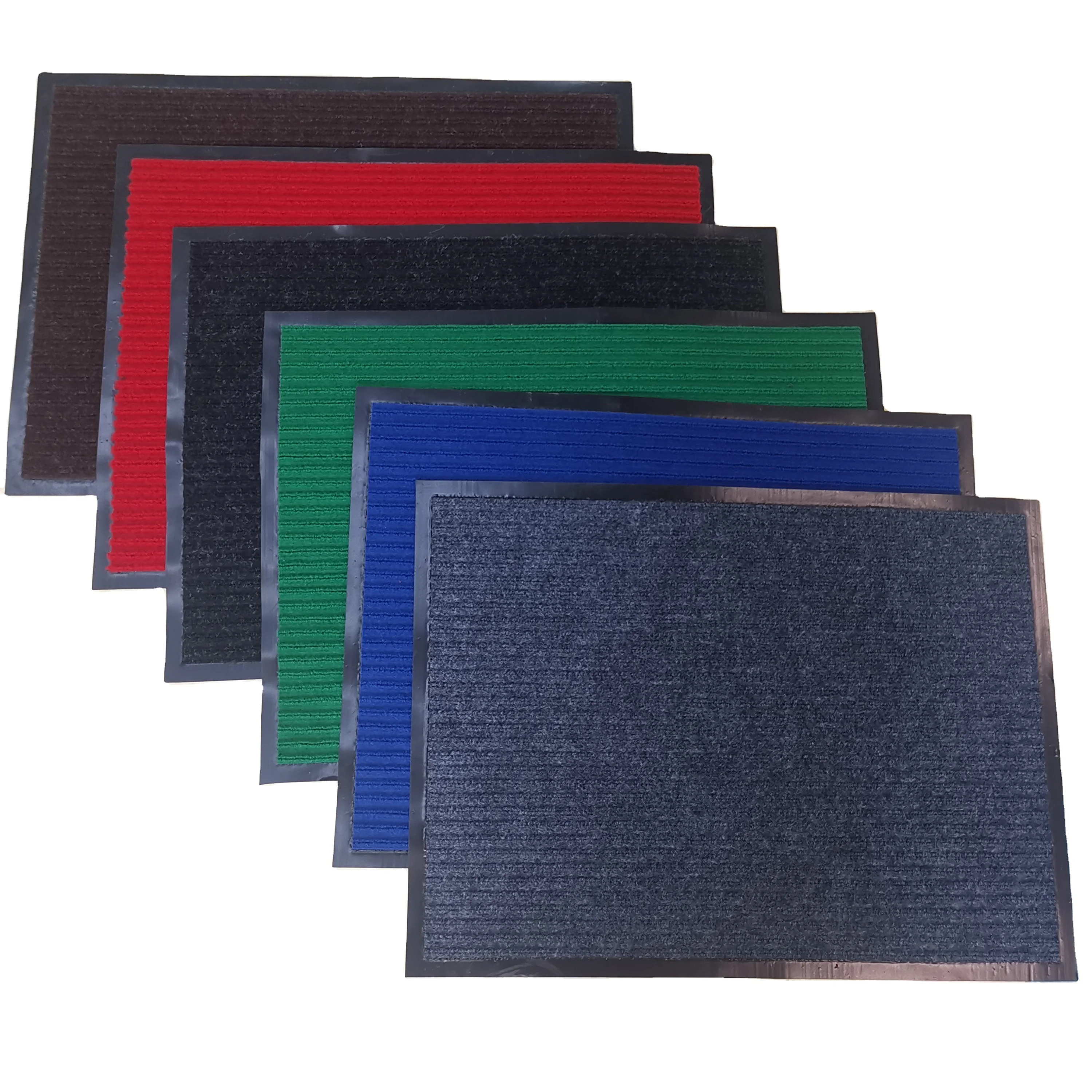 Front indoor entrance floormat outdoor polyester double stripe rib doormat antislip anti slip floor door mat for home