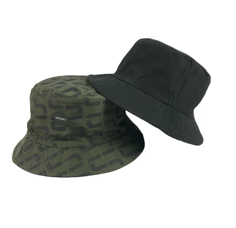 RPET Custom Reversible Bucket Fisherman Sun Hat With Allover Printing And Label Logo Adult Mens