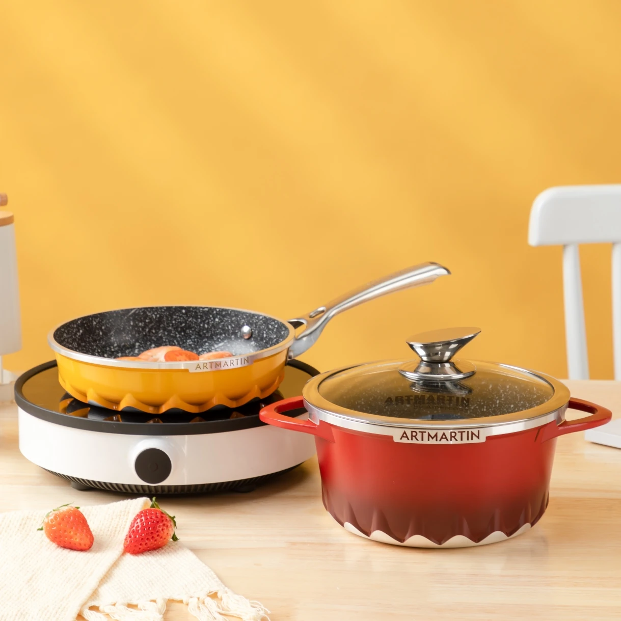 Amercook, Европейский склад, алюминиевая посуда, набор кухонной посуды с антипригарным покрытием, wajan dari marble