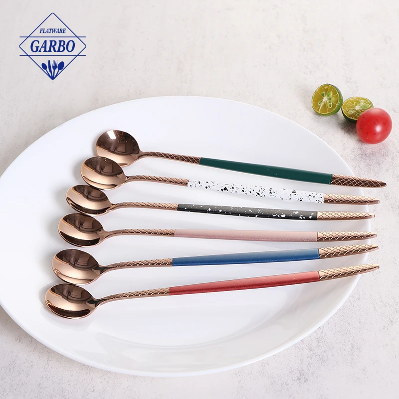 304 Stainless Steel Latte Spoon Long Handle Soup Spoons Ideal for Coffee Cafe Latte Cocktail Milkshake Cold Drink