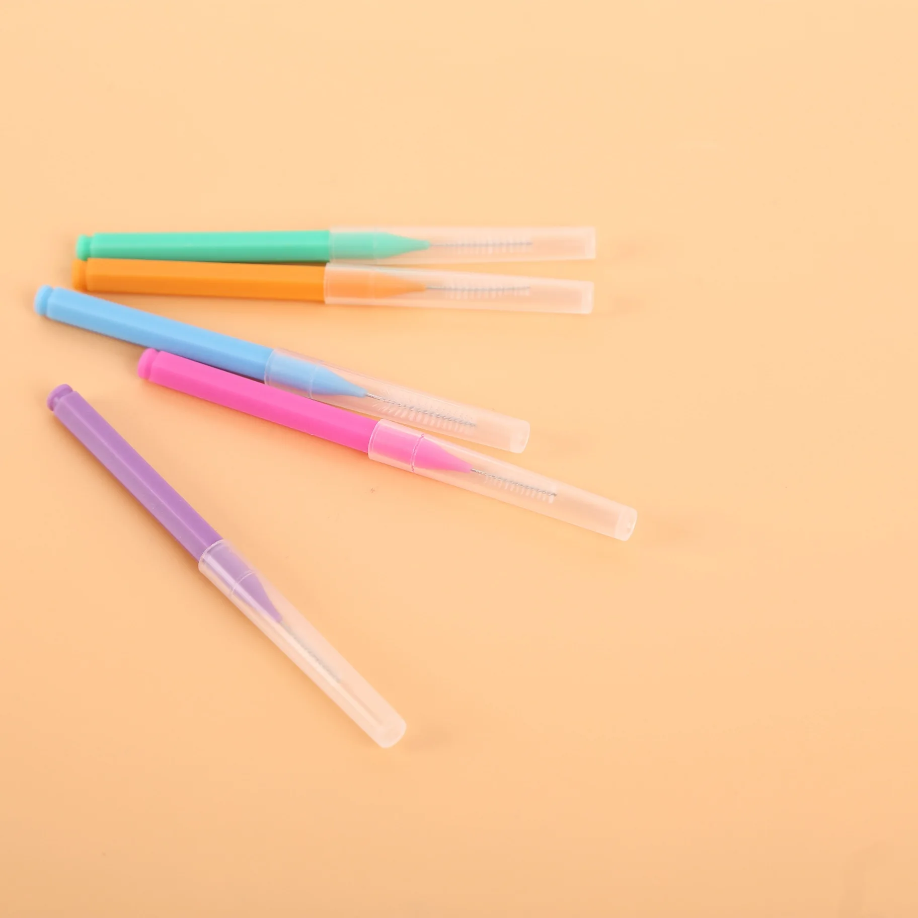 Eco-Friendly 60-Piece Bamboo Interdental Brush Head Biodegradable Silicon Toothpick Box Packaging for Adults
