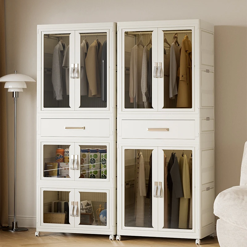 Plastic closet cabinets clothes organizer master bedroom furniture set luxury closet storage wardrobs cabinets with wheel