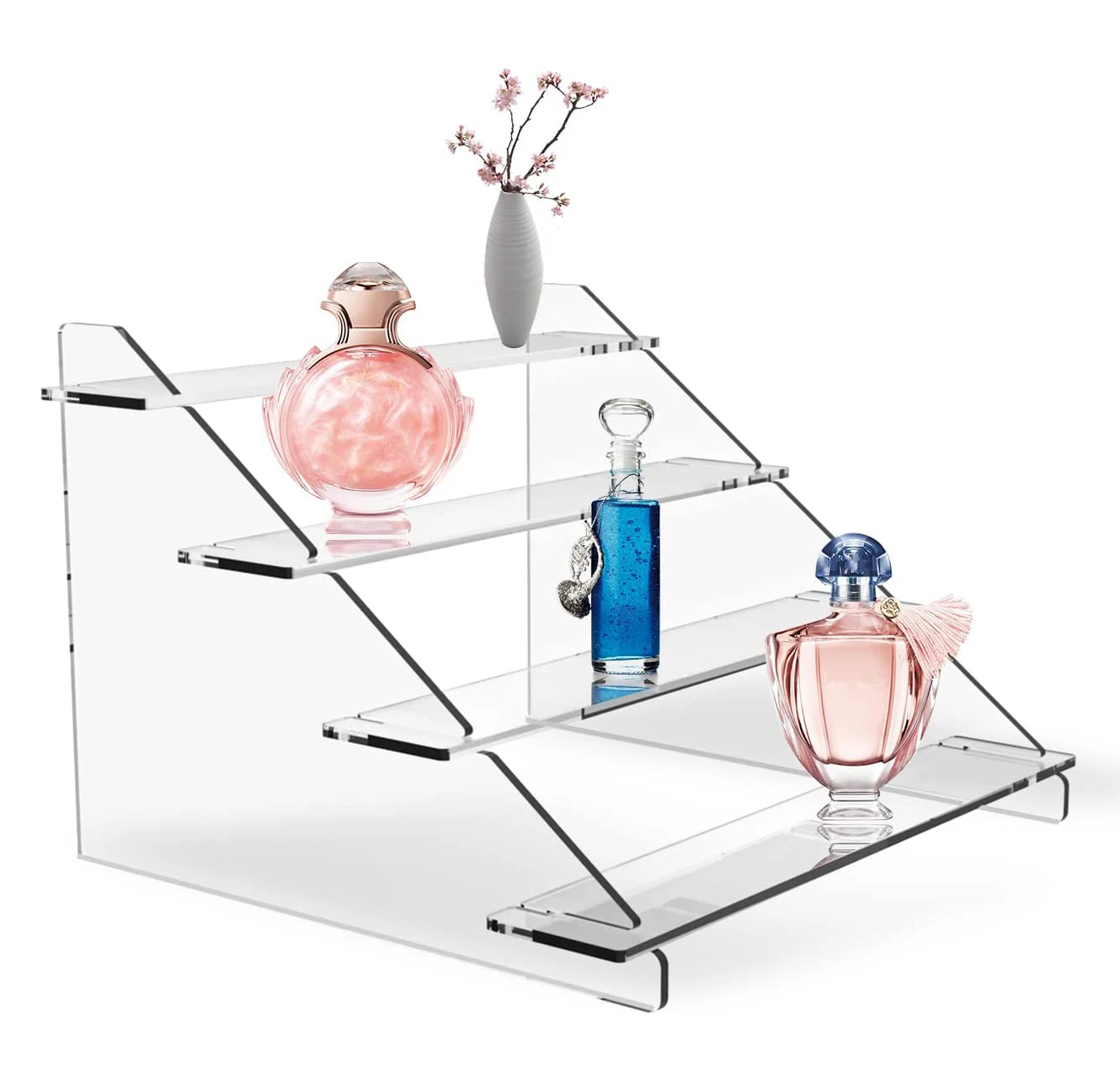 Clear Acrylic Display Stand 4 Layer Riser Trapezoidal Layered Display Stand For Cup Cake Dessert Doll Model