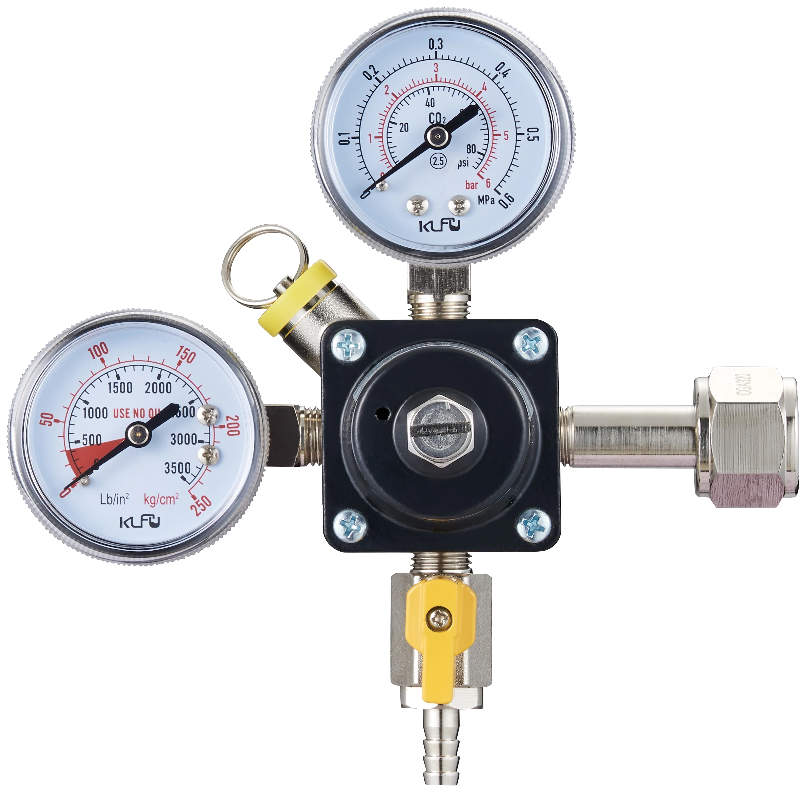 Square Brass Pressure Reducing Valve Draft Beer Brewing CO2 Regulator