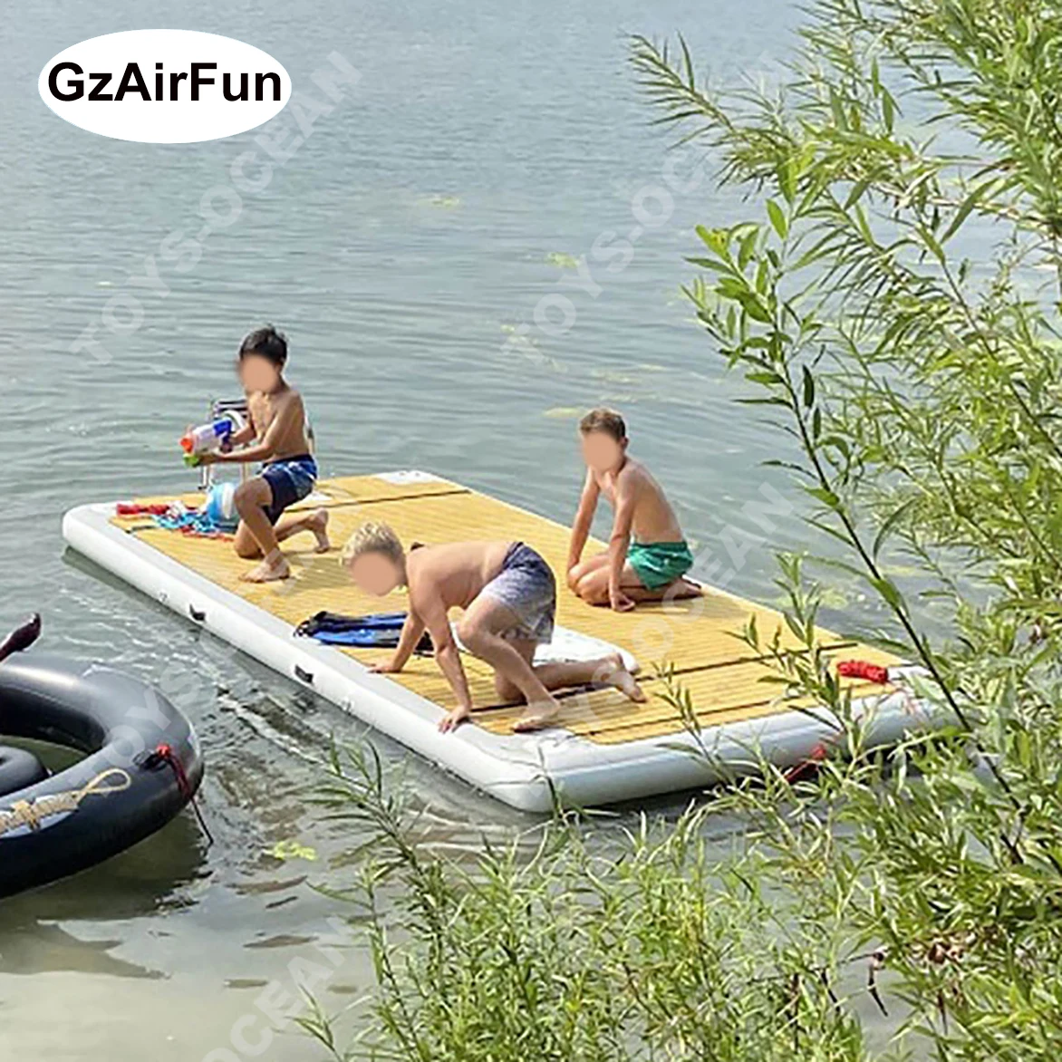 Factory Custom Wholesale Drop Stitch PVC Teak Foam Inflatable Swim Platform Floating Dock