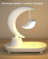 2022 New Blue tooth Speaker Night Light Creative Romantic Color Changing Music + Wireless Charging Table Lamp