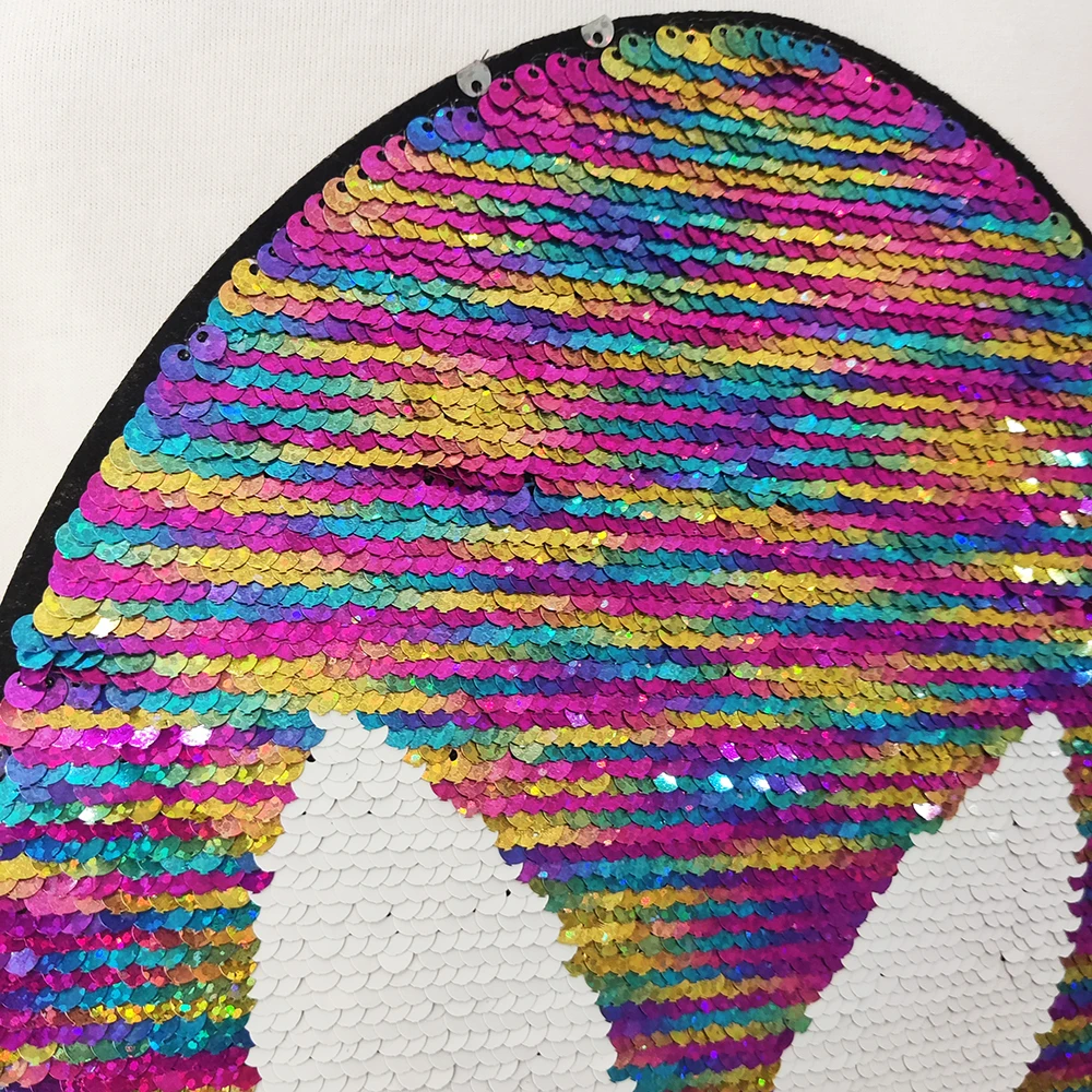 Factory Custom wholesale easter Embroidery glitter reverse sequins Egg Iron On Patches For Clothing Clothes