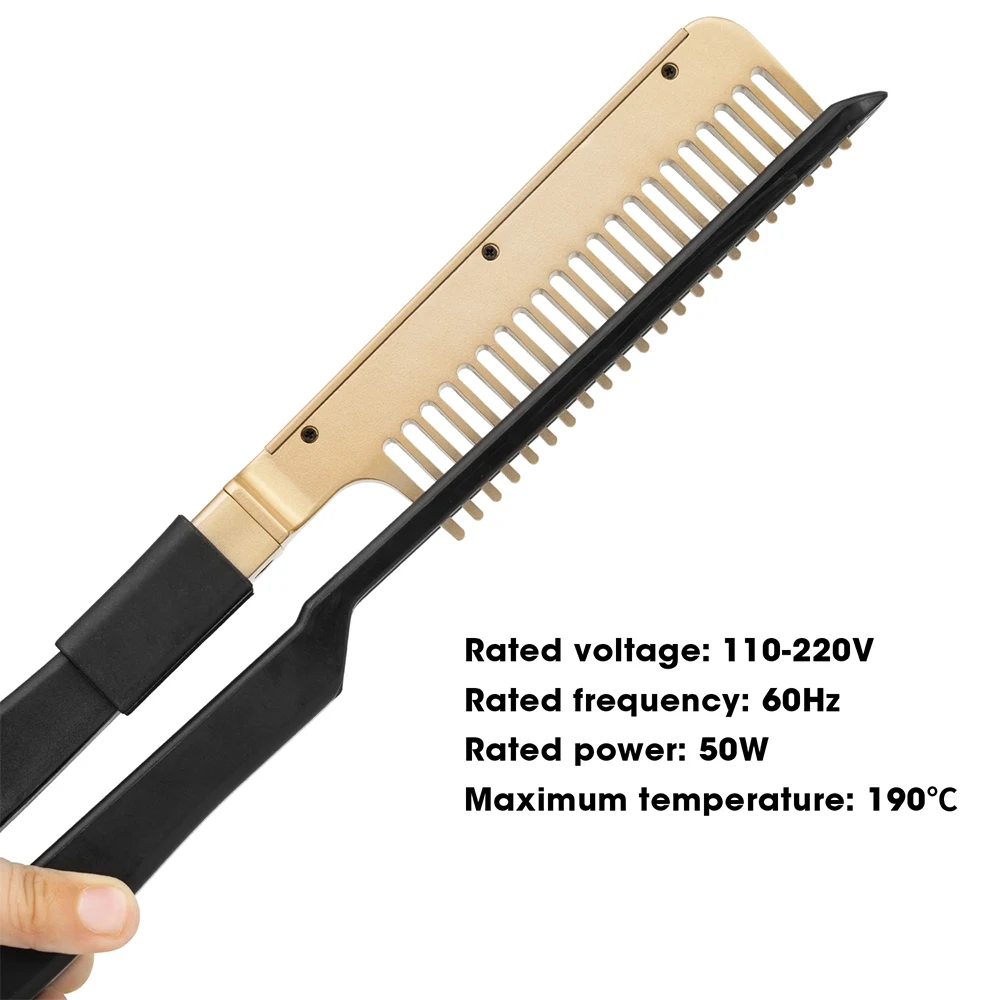 Leeons V-clip Style 2 in 1 Flat Iron Comb Straight Hair Styling Comb Hair Straightener V Comb for Hairdressing