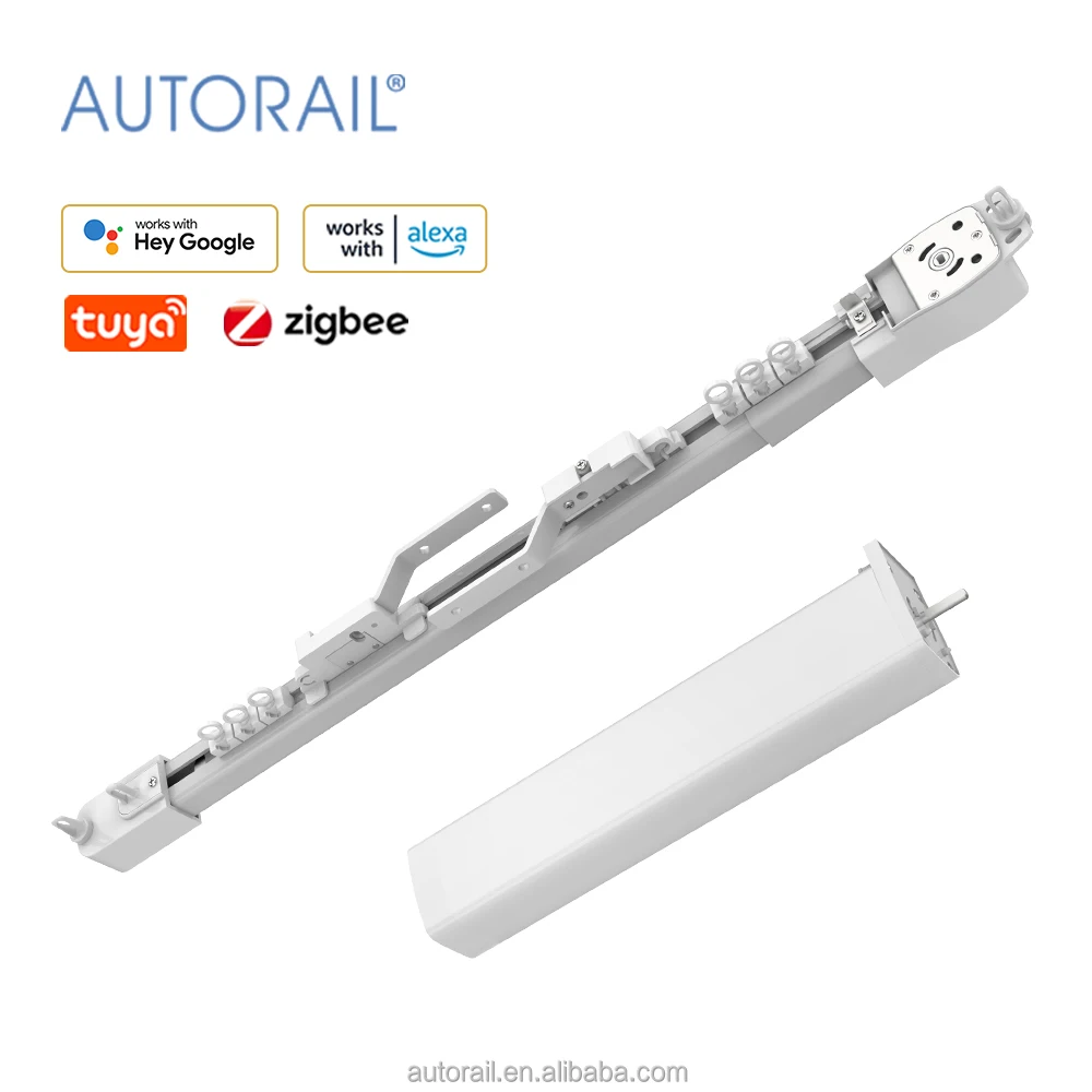 Smart electric extendable silent curtain rail motorized telescopic curtain track with curtain motor