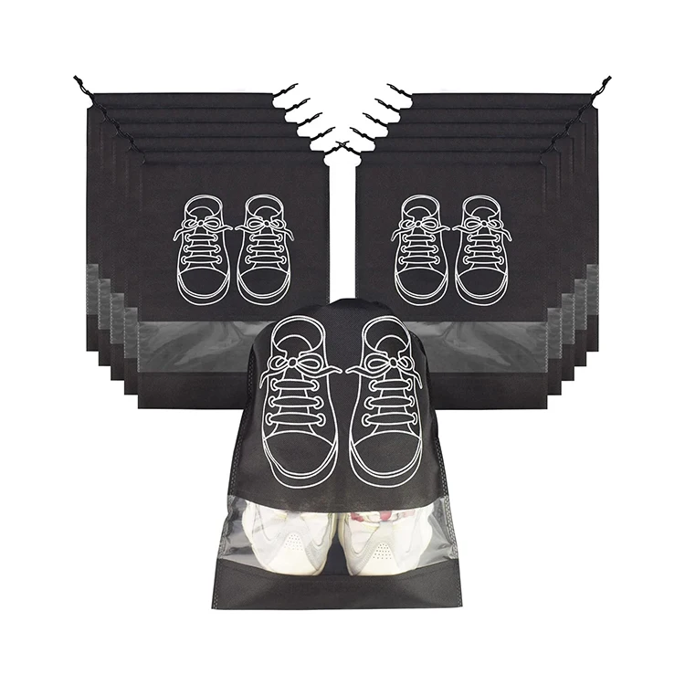 Travel Shoe Bags with Rope Large Shoes Storage Organizers Pouch for Men and Women Clear Drawstring Bags