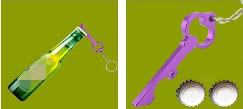 HXY Wholesale Advertising Retro Key Shape Keyring Beer Aluminum Alloy Opener Keychain Purple Custom Bottle Promotion Openers
