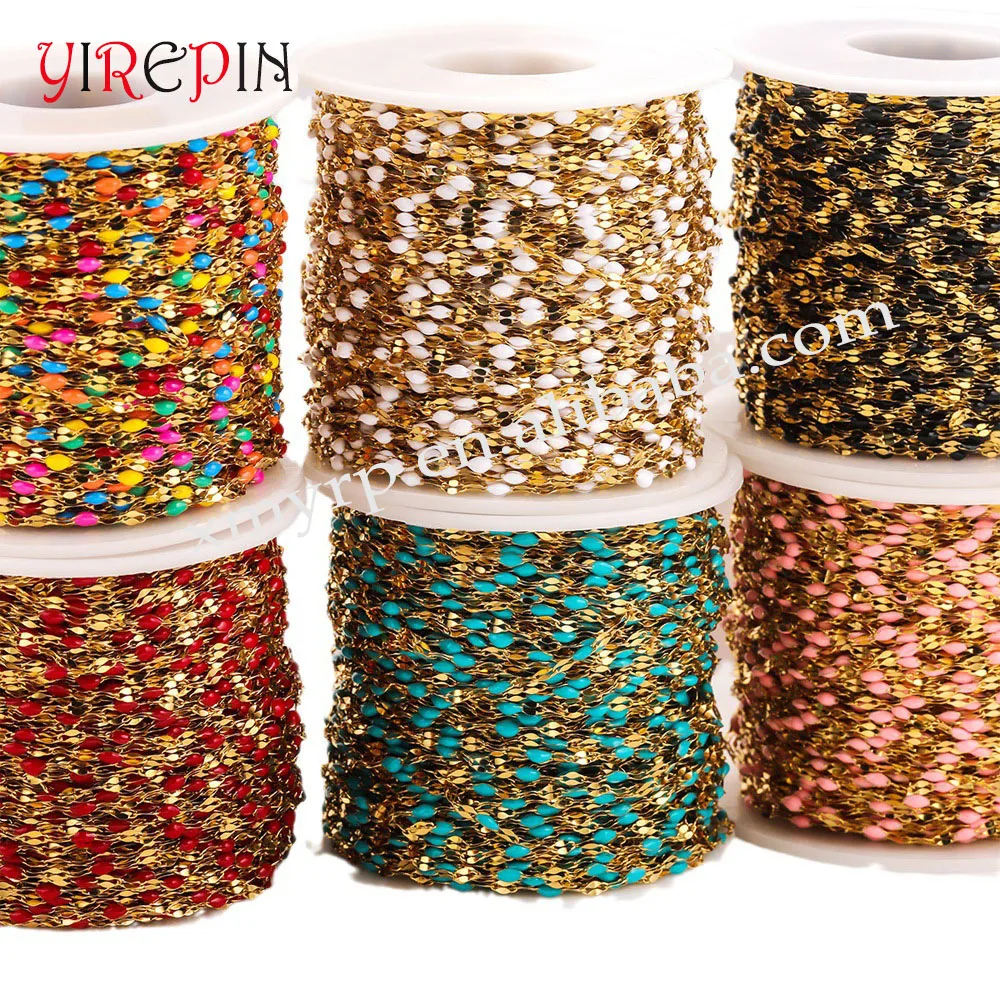 Bulk Wholesale Gold Lip drip oil chain stainless steel Enamel chains for DIY necklace Bracelet Jewelry making