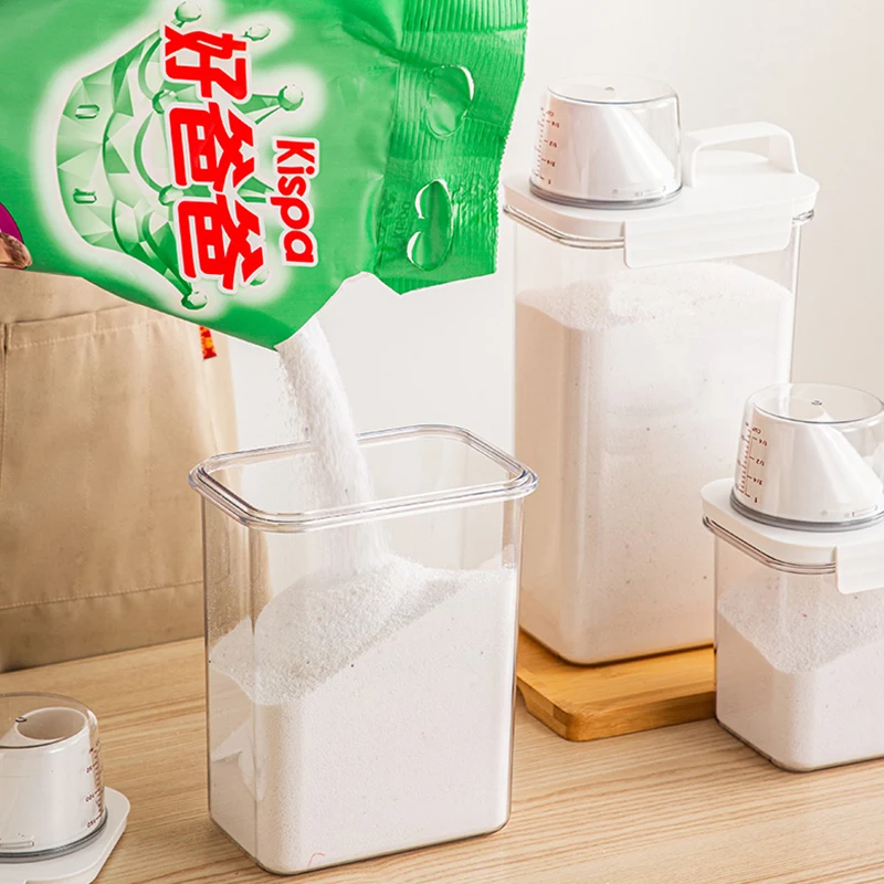 ZICHEN FACTORY Powder Measuring Cup Box Airtight Washing Powder Laundry Detergent Organizer COMMERCIAL Food Storage Container