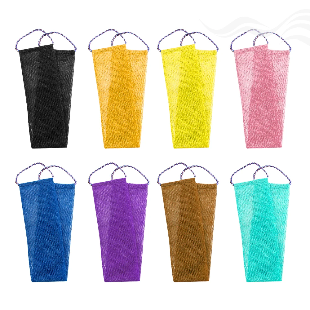 Popular In Ghana Nylon Back Scrubber African Net Washcloth High Quality African Exfoliating Net Bath Body Sponge With Handle