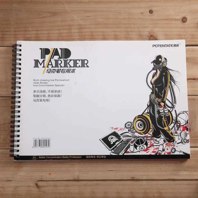 Marker Pad, POTENTATE Marker Paper for Alcohol markers and Ink, Acid Free, Wire Bound