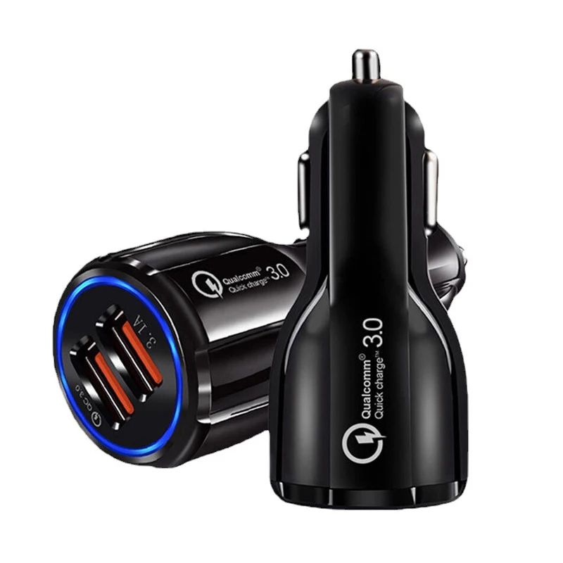 Car Charger 2 Port  qc3.0 Dual USB Charger Cigarette Socket Lighter Fast Car Charger Adapter