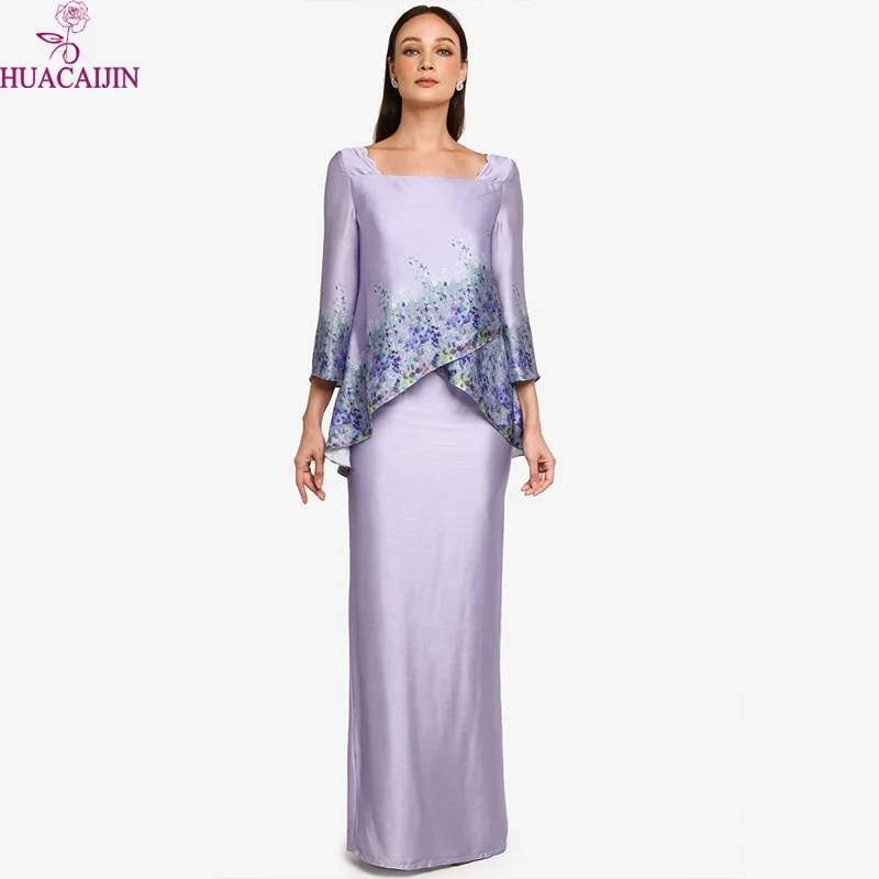 2021Latest Fashion Abaya Muslim Dress Long Sleeve Soft Satin Fabric Kurung And Baju Kebaya Islamic Muslimah Clothing
